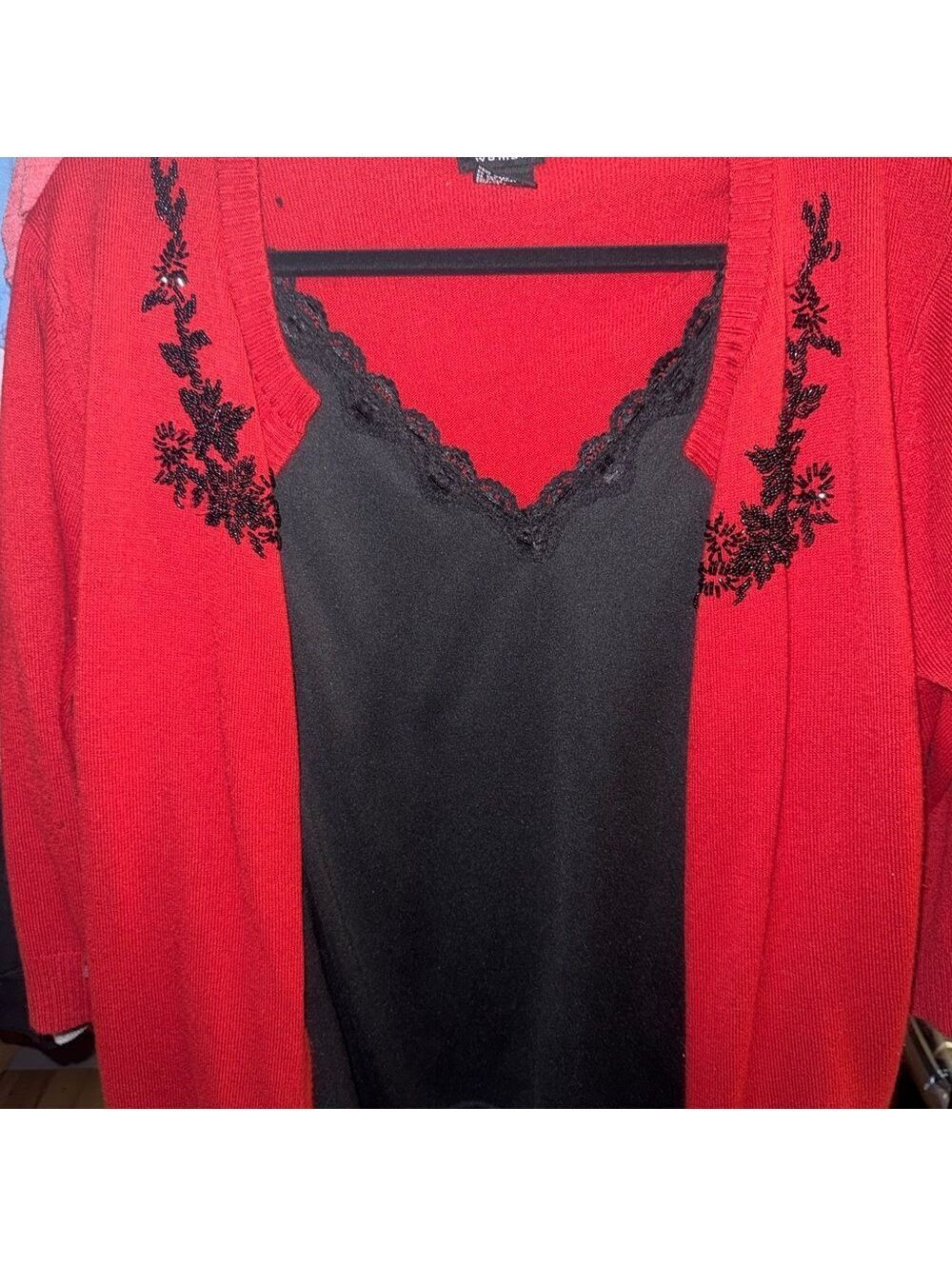 Black and Red Lace top